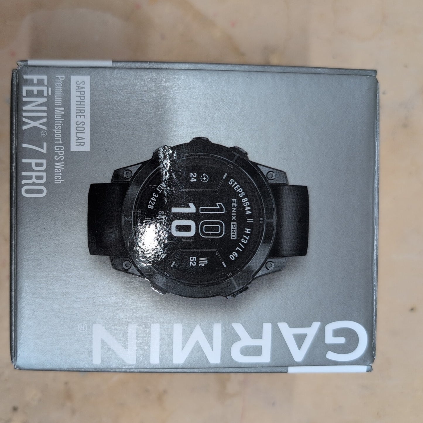 Garmin Fenix 7 Pro Sapphire Solar Carbon Gray DLC Titanium + Black Band Open Box