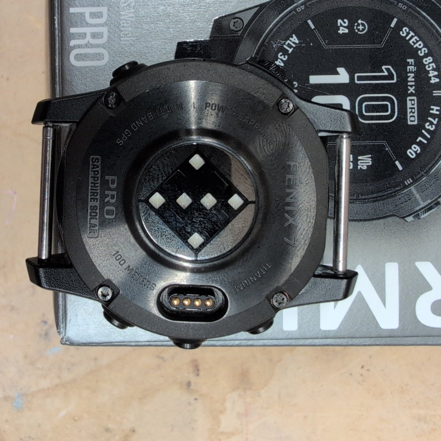Garmin Fenix 7 Pro Sapphire Solar Carbon Gray DLC Titanium + Black Band Open Box