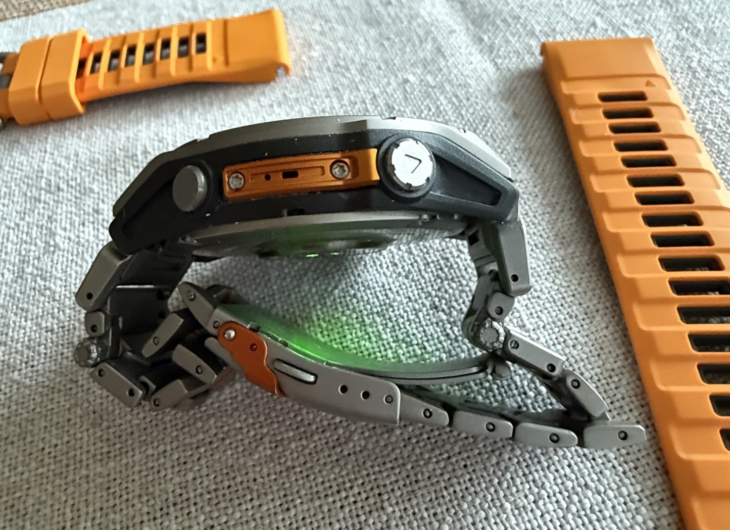 Garmin fenix 8 Amoled Sapphire 51 mm Watch Titanium w Spark Orange Silicone Band